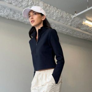 OAK + FORT | Half-Zip Black Top